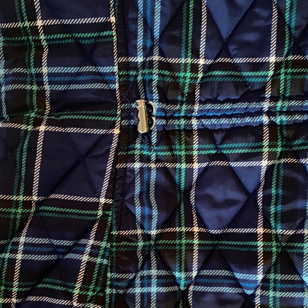 Croft & Barrow Blue, Green and white Plaid puffy Vest - Picture 6 of 8